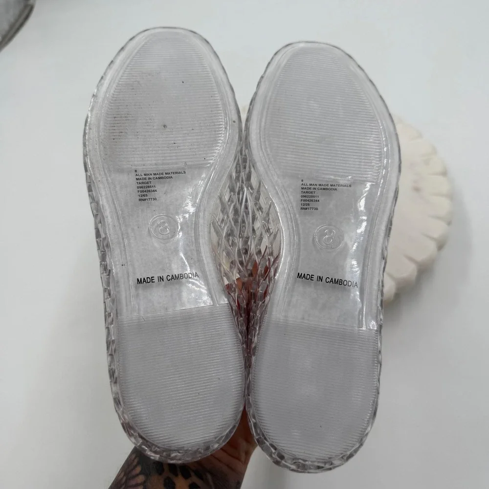 A New Day clear Lattice Jelly Flats Womens Size 8 Cage Slip On Summer Shoes